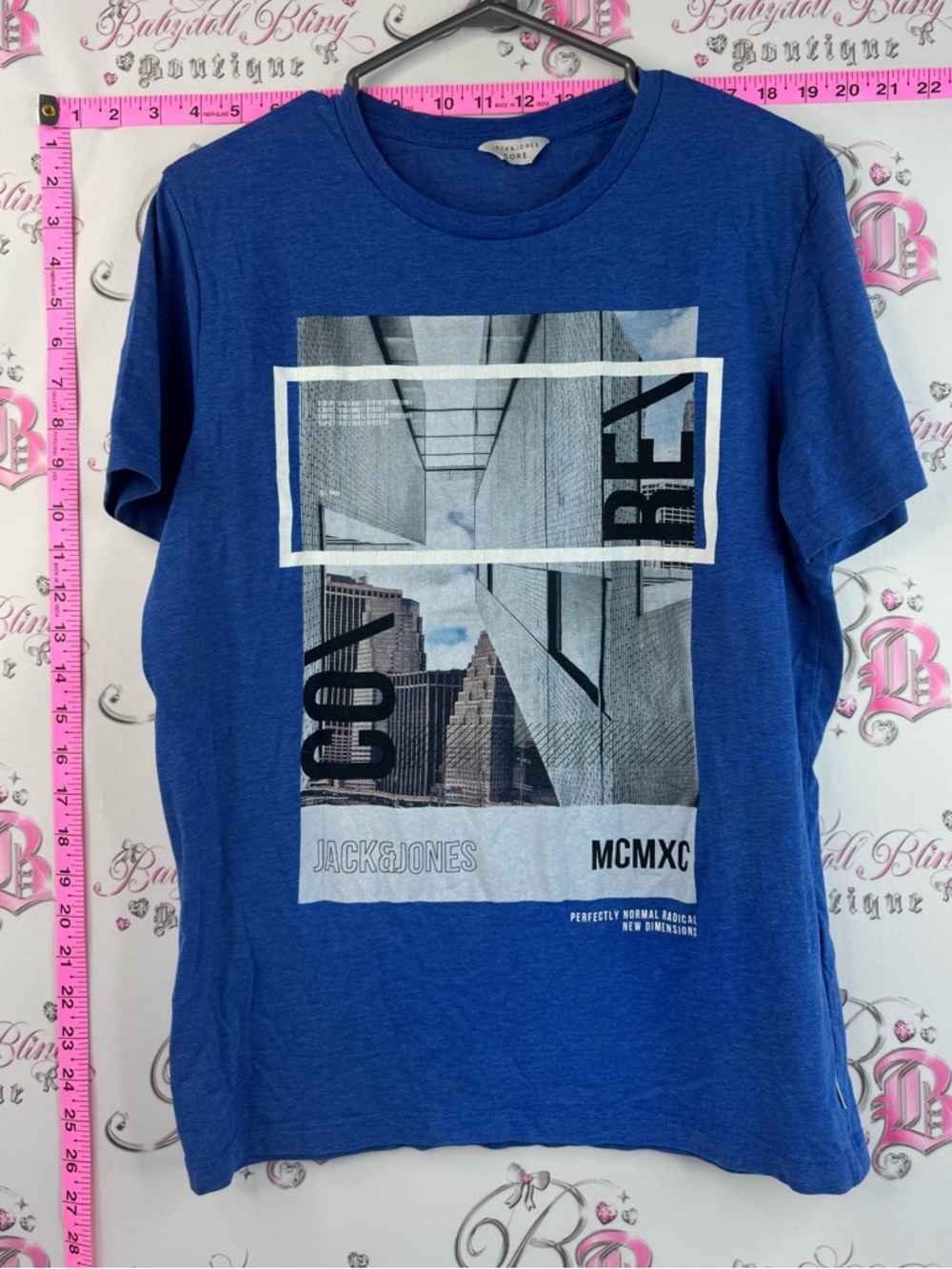 Jack & Jones t-shirt building design graphic Royal Blue Cityscape Graphic Tee